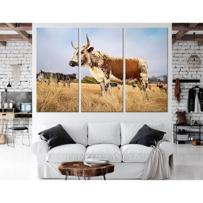 Nguni cow standing in field №04132 Ready to Hang Canvas PrintCanvas art arrives ready to hang, with hanging accessories included and no additional framing required. Every canvas print is hand-crafted, made on-demand at our workshop and expertly stretched