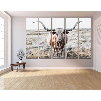 Longhorn Cow show off horns №04133 Ready to Hang Canvas PrintCanvas art arrives ready to hang, with hanging accessories included and no additional framing required. Every canvas print is hand-crafted, made on-demand at our workshop and expertly stretched