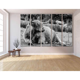 Black & White Highland Cow №04130 Ready to Hang Canvas Print