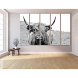 Black and White Highland Cow №04124 Ready to Hang Canvas Print