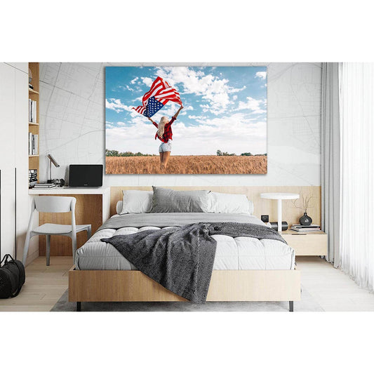 Girl In Field With USA Flag №SL1176 Ready to Hang Canvas PrintCanvas art arrives ready to hang, with hanging accessories included and no additional framing required. Every canvas print is hand-crafted, made on-demand at our workshop and expertly stretched