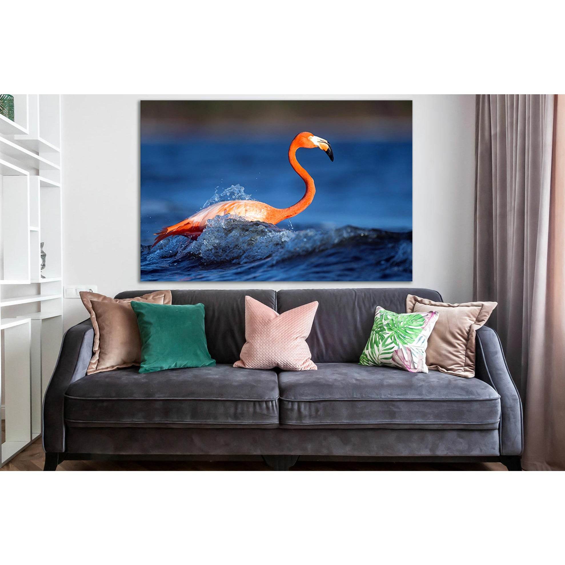 Pink Flamingo In Water №SL1523 Ready to Hang Canvas Print