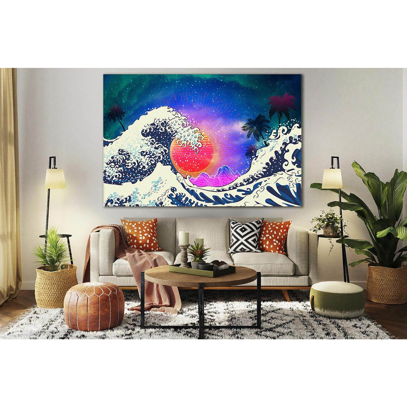 Ocean Waves And Palm Trees Pop Art №SL555 Ready to Hang Canvas PrintCanvas art arrives ready to hang, with hanging accessories included and no additional framing required. Every canvas print is hand-crafted, made on-demand at our workshop and expertly str