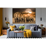 Savannah And Three Elephants №SL1553 Ready to Hang Canvas Print