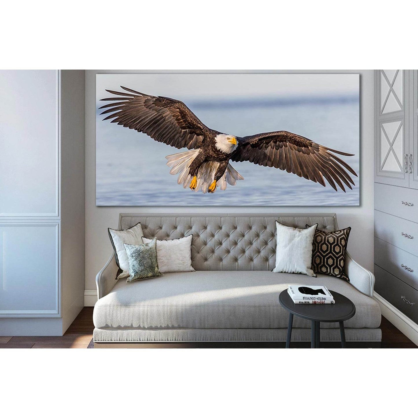 Bald Eagle Flying Over River №SL1549 Ready to Hang Canvas PrintCanvas art arrives ready to hang, with hanging accessories included and no additional framing required. Every canvas print is hand-crafted, made on-demand at our workshop and expertly stretche