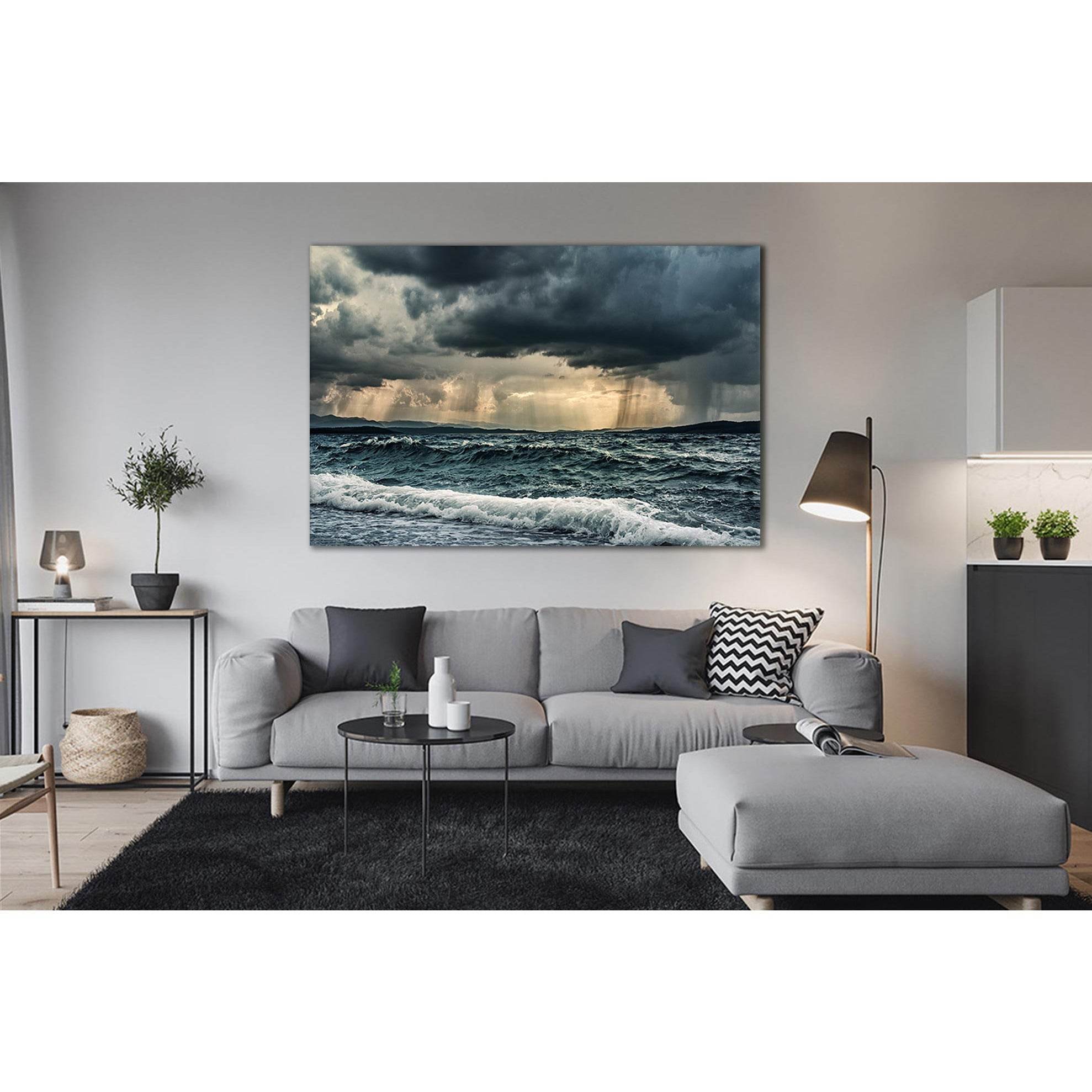 Rain Over Stormy Ocean №SL54 Ready to Hang Canvas Print