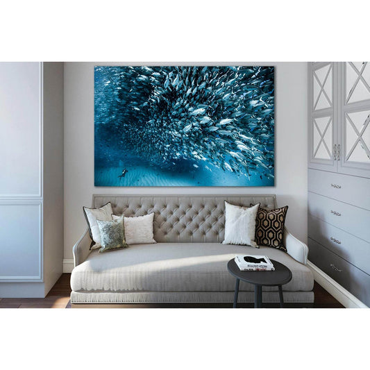 Flock Of Fish And Diver №SL1522 Ready to Hang Canvas PrintCanvas art arrives ready to hang, with hanging accessories included and no additional framing required. Every canvas print is hand-crafted, made on-demand at our workshop and expertly stretched aro