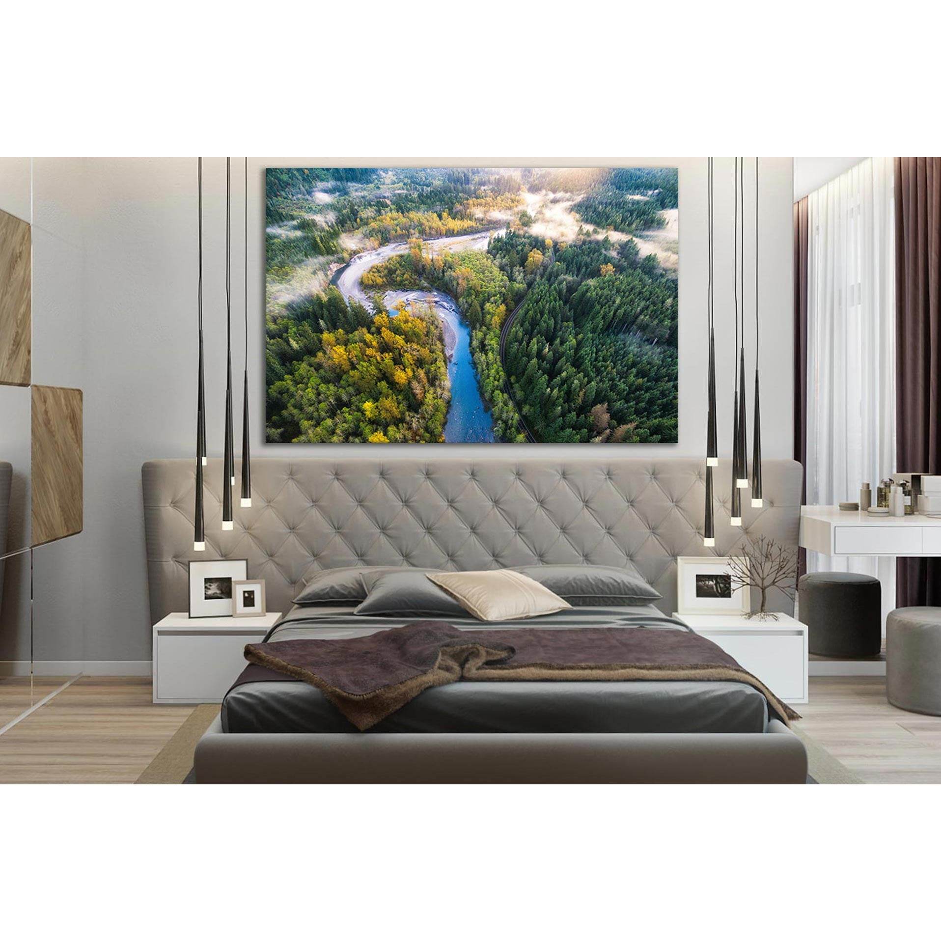 River In Forest Aerial View №SL1572 Ready to Hang Canvas Print