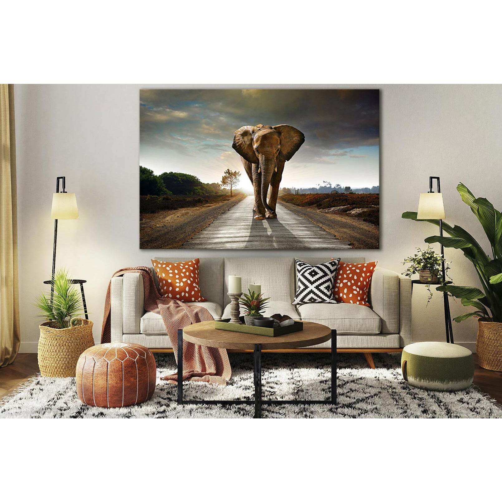 Elephant On The Road №SL1555 Ready to Hang Canvas Print