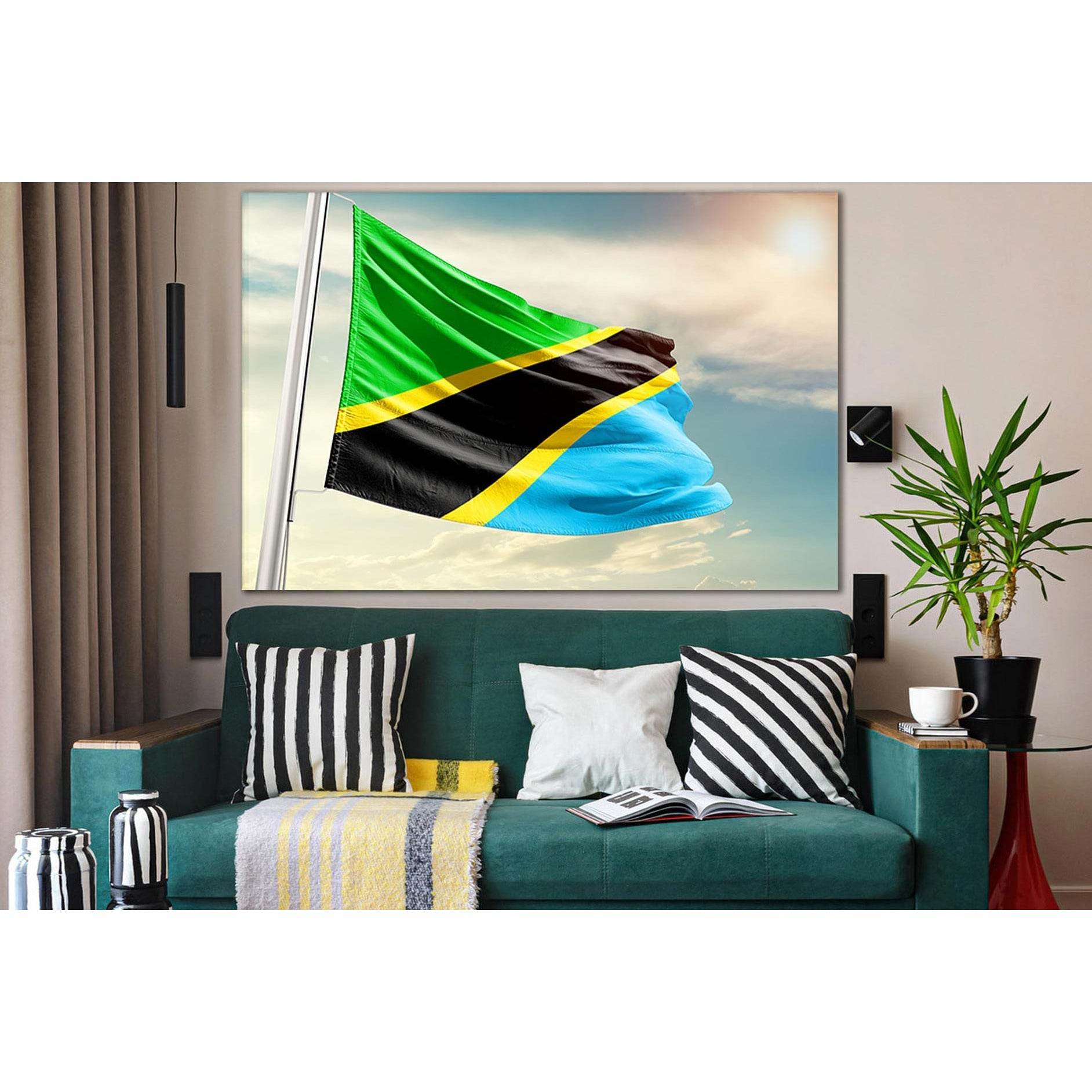 Flag Of Tanzania In Blue Sky №SL1193 Ready to Hang Canvas PrintCanvas art arrives ready to hang, with hanging accessories included and no additional framing required. Every canvas print is hand-crafted, made on-demand at our workshop and expertly stretche