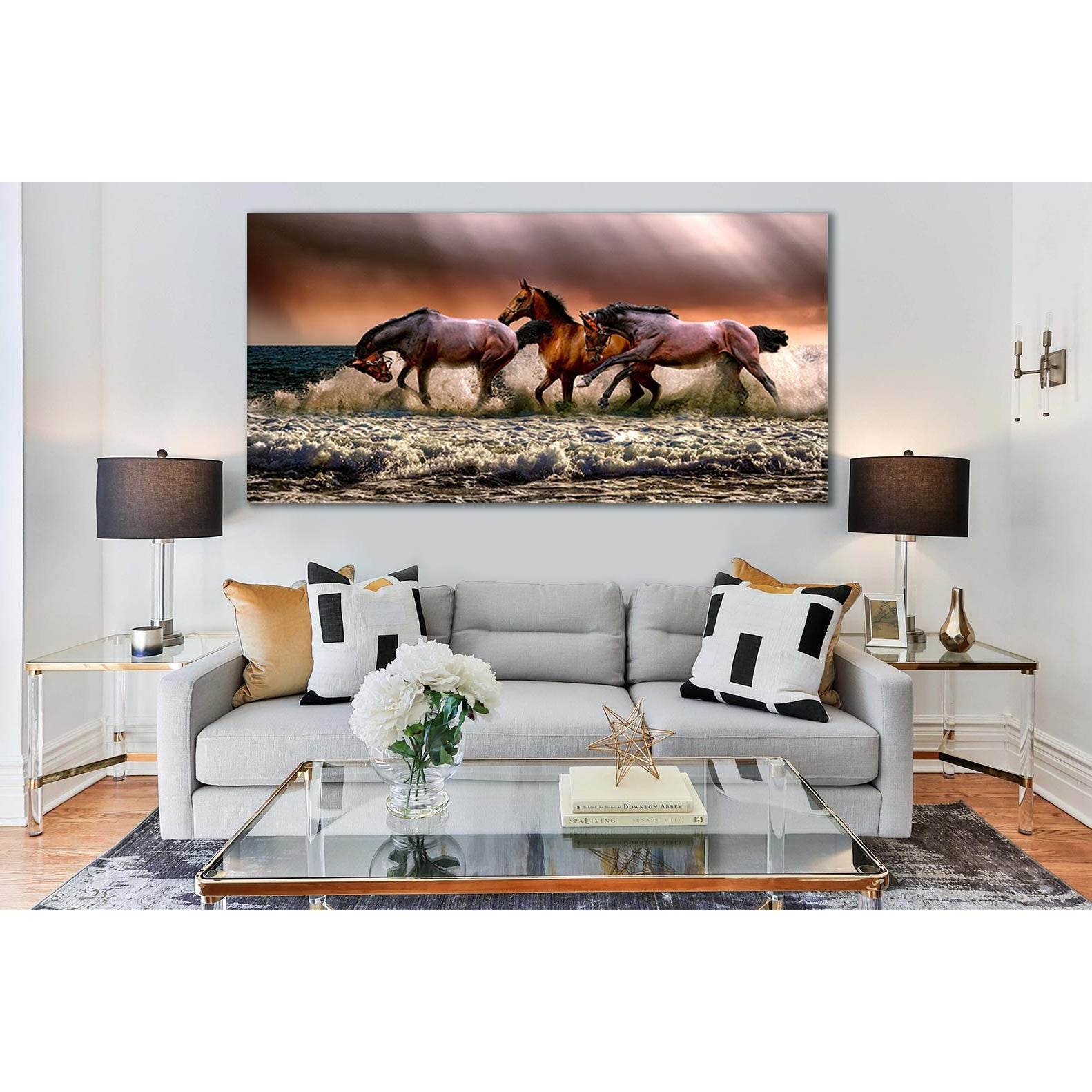 Three Horses In The Sea №SL187 Ready to Hang Canvas PrintCanvas art arrives ready to hang, with hanging accessories included and no additional framing required. Every canvas print is hand-crafted, made on-demand at our workshop and expertly stretched arou