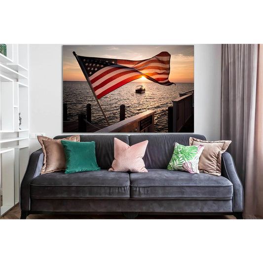 Usa Flag At Sunset №SL1178 Ready to Hang Canvas PrintCanvas art arrives ready to hang, with hanging accessories included and no additional framing required. Every canvas print is hand-crafted, made on-demand at our workshop and expertly stretched around 1