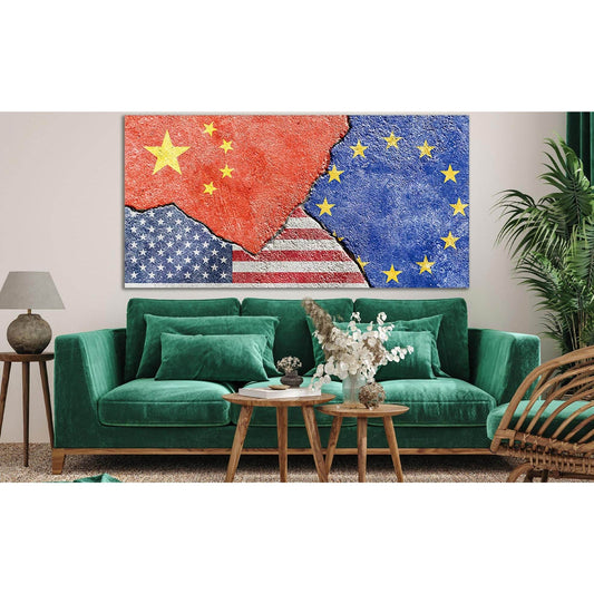 China Vs Usa Vs Eu National Flags №SL1183 Ready to Hang Canvas PrintCanvas art arrives ready to hang, with hanging accessories included and no additional framing required. Every canvas print is hand-crafted, made on-demand at our workshop and expertly str