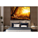 Sunbeams In The Autumn Forest №SL1498 Ready to Hang Canvas Print