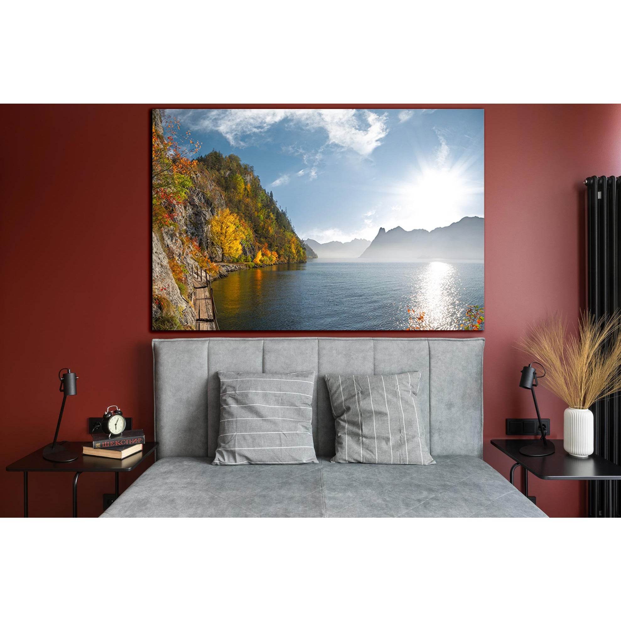Autumn Lake Between The Mountains №SL1491 Ready to Hang Canvas Print
