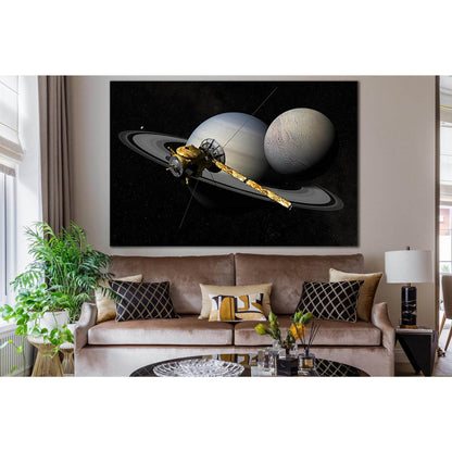 Planet Saturn And Its Satellite №SL979 Ready to Hang Canvas PrintCanvas art arrives ready to hang, with hanging accessories included and no additional framing required. Every canvas print is hand-crafted, made on-demand at our workshop and expertly stretc