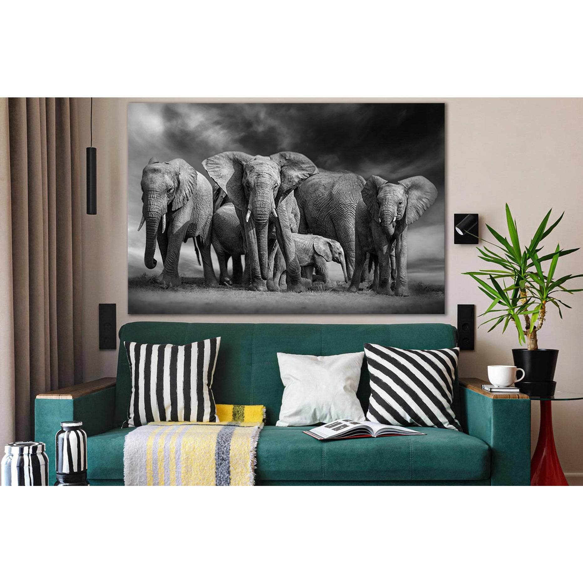 Elephant Family №SL1546 Ready to Hang Canvas PrintCanvas art arrives ready to hang, with hanging accessories included and no additional framing required. Every canvas print is hand-crafted, made on-demand at our workshop and expertly stretched around 100%