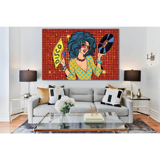 Disco Retro Lady Pop Art №SL537 Ready to Hang Canvas PrintCanvas art arrives ready to hang, with hanging accessories included and no additional framing required. Every canvas print is hand-crafted, made on-demand at our workshop and expertly stretched aro