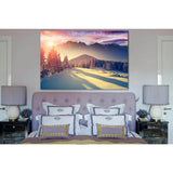 Winter Forest And Sunset In Mountains №SL1571 Ready to Hang Canvas Print