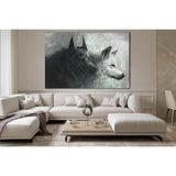 Painting Black And White Wolves №SL1558 Ready to Hang Canvas Print