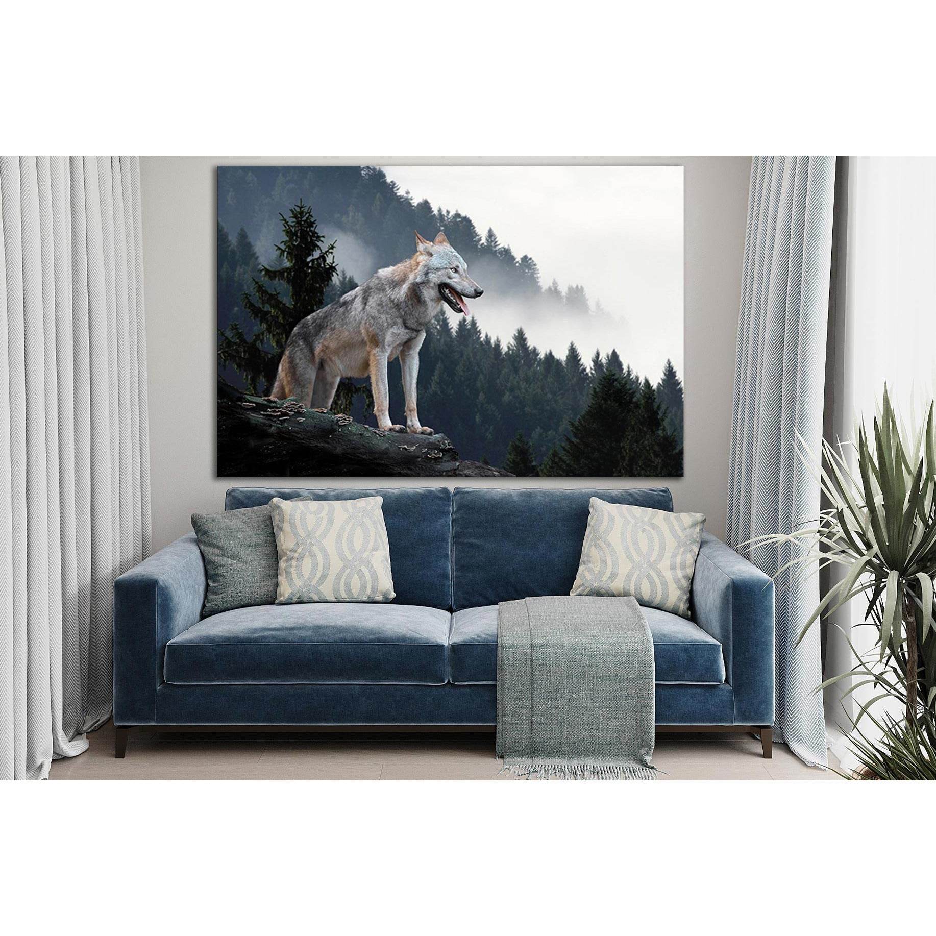 Gray Wolf In The Forest №SL1560 Ready to Hang Canvas Print