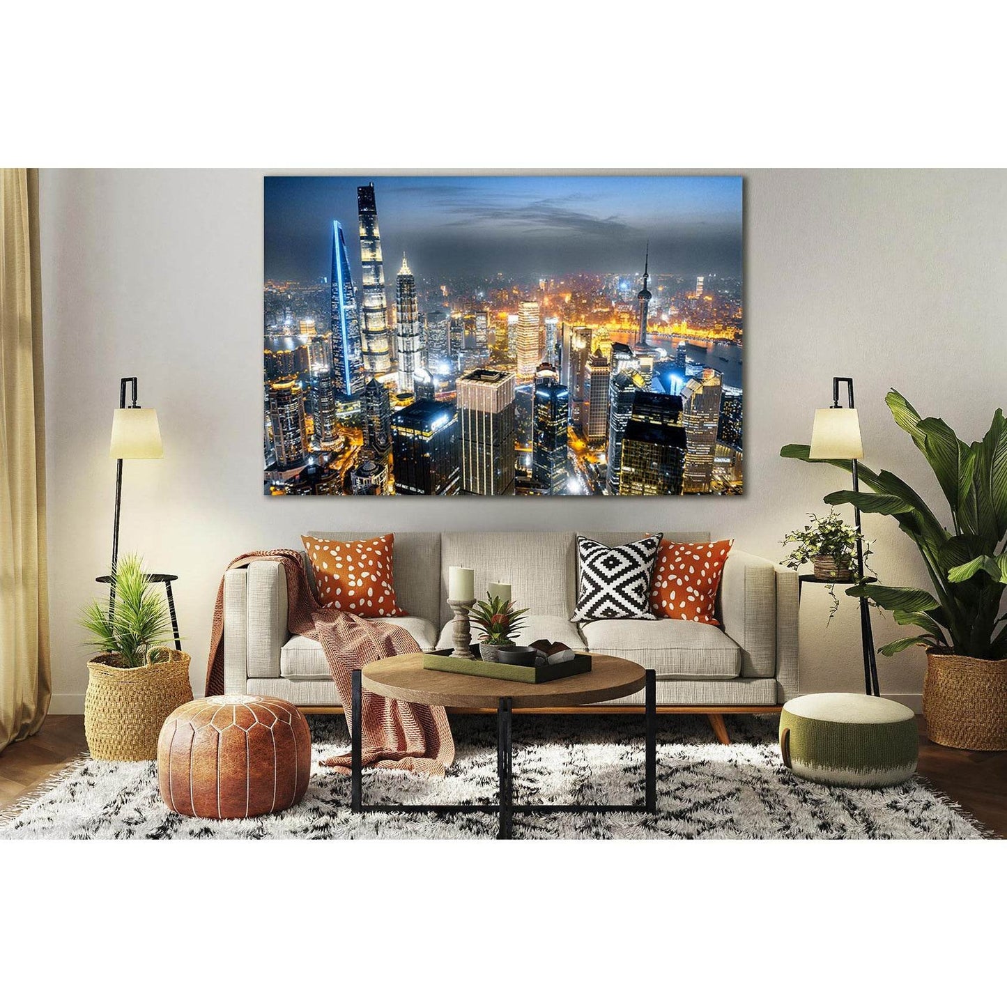 Shanghai Skyline Panorama In Sunset №SL377 Ready to Hang Canvas PrintCanvas art arrives ready to hang, with hanging accessories included and no additional framing required. Every canvas print is hand-crafted, made on-demand at our workshop and expertly st