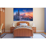 Snowy Pine Trees And Mountains №SL1577 Ready to Hang Canvas Print