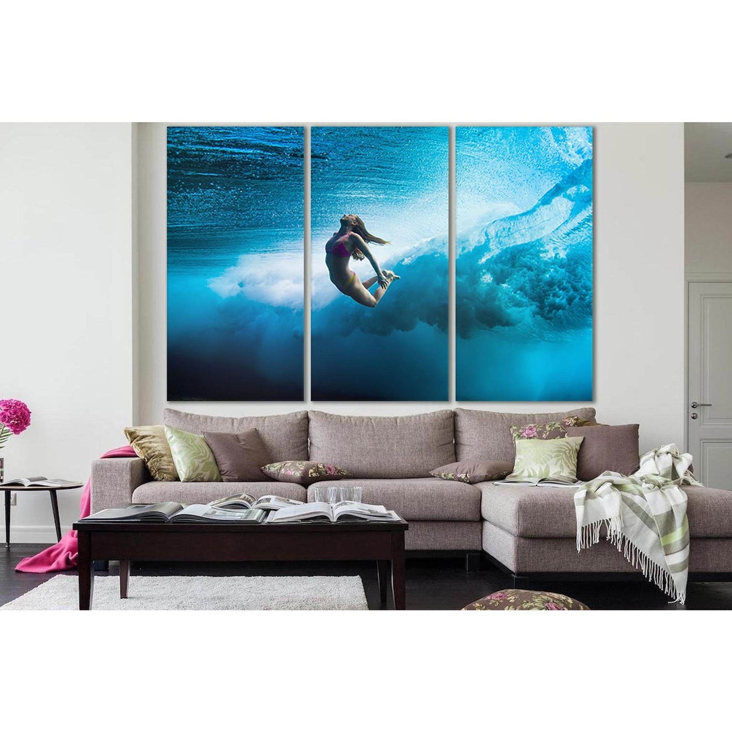 Beautiful Girl Under The Waves №SL946 Ready to Hang Canvas PrintCanvas art arrives ready to hang, with hanging accessories included and no additional framing required. Every canvas print is hand-crafted, made on-demand at our workshop and expertly stretch