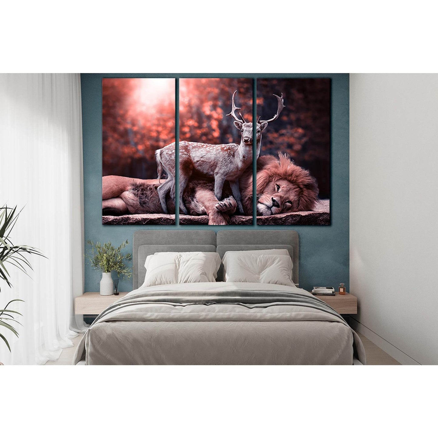 Deer With Lion №SL1507 Ready to Hang Canvas PrintCanvas art arrives ready to hang, with hanging accessories included and no additional framing required. Every canvas print is hand-crafted, made on-demand at our workshop and expertly stretched around 100%