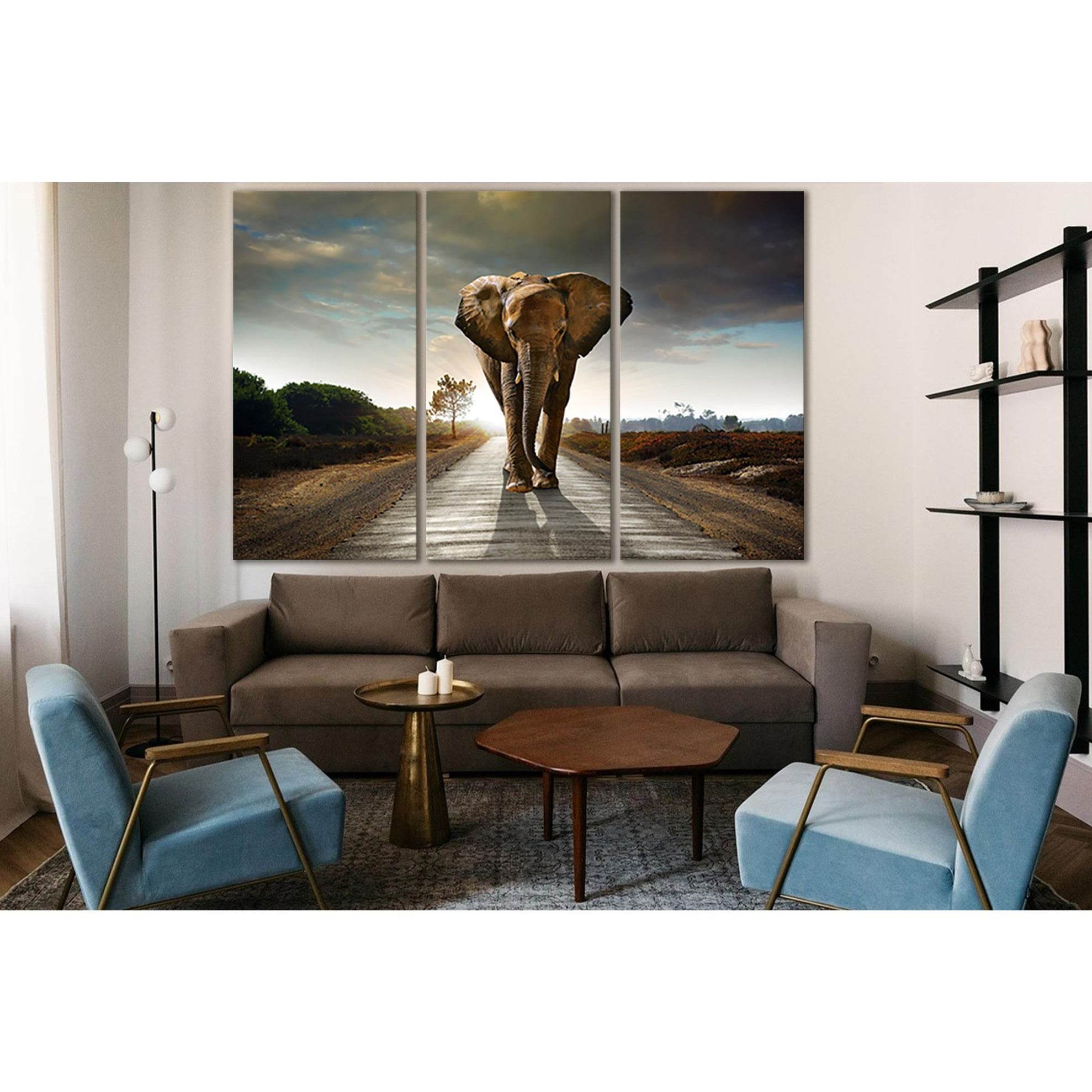 Elephant On The Road №SL1555 Ready to Hang Canvas Print