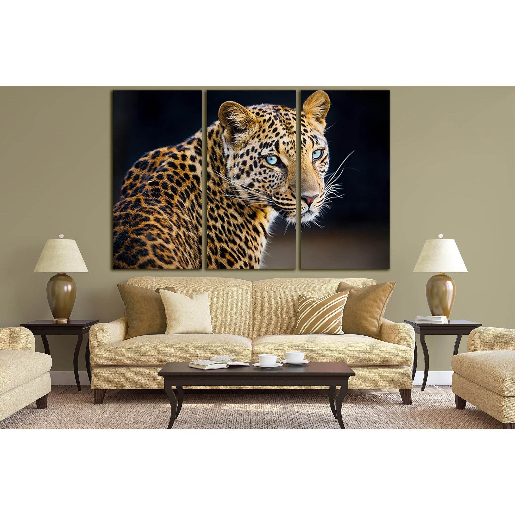 Leopard On A Black Background №SL1535 Ready to Hang Canvas Print