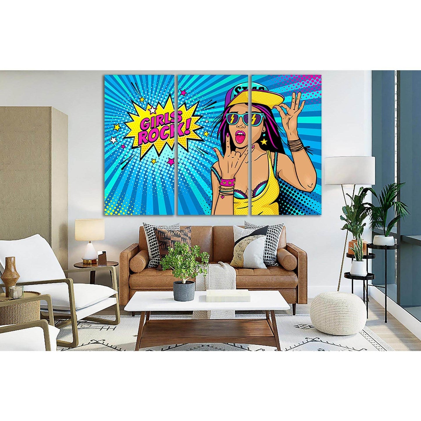 Rock And Roll Girl Pop Art №SL554 Ready to Hang Canvas PrintCanvas art arrives ready to hang, with hanging accessories included and no additional framing required. Every canvas print is hand-crafted, made on-demand at our workshop and expertly stretched a