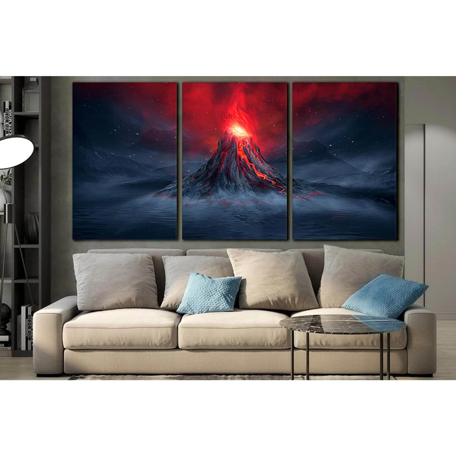 Explosive Volcano With Burning Lava №SL1213 Ready to Hang Canvas Print