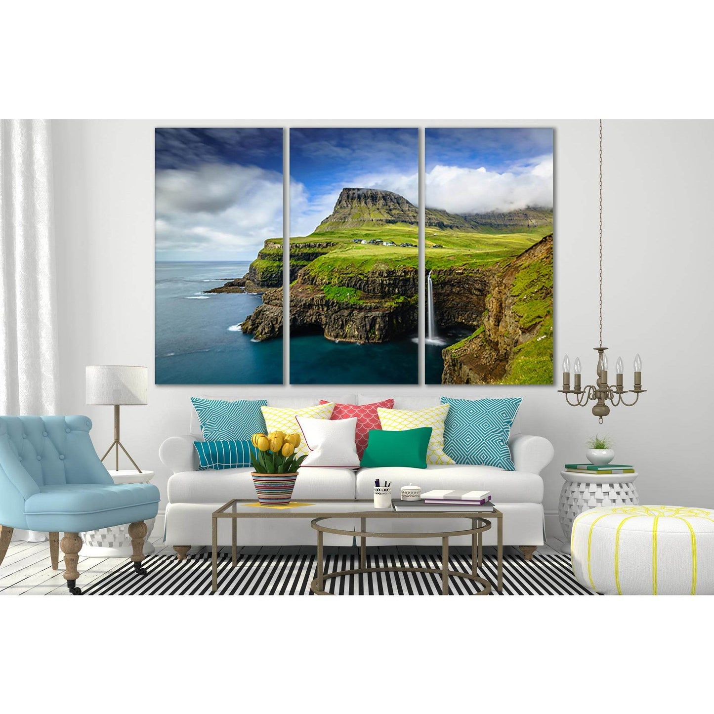 Denmark Waterfalls On Faroe Islands №SL488 Ready to Hang Canvas PrintCanvas art arrives ready to hang, with hanging accessories included and no additional framing required. Every canvas print is hand-crafted, made on-demand at our workshop and expertly st