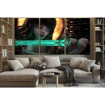 Girl With A Emerald Sword №SL1224 Ready to Hang Canvas PrintCanvas art arrives ready to hang, with hanging accessories included and no additional framing required. Every canvas print is hand-crafted, made on-demand at our workshop and expertly stretched a