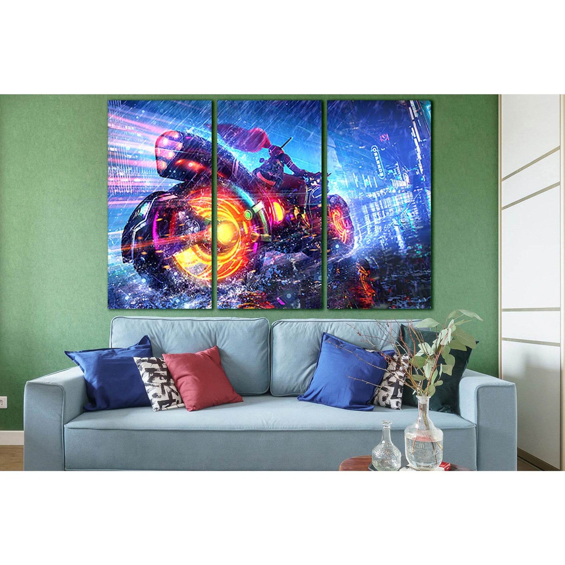 Girl Rides Technological Motorcycle №SL1236 Ready to Hang Canvas PrintCanvas art arrives ready to hang, with hanging accessories included and no additional framing required. Every canvas print is hand-crafted, made on-demand at our workshop and expertly s