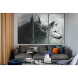 Painting Black And White Wolves №SL1558 Ready to Hang Canvas Print