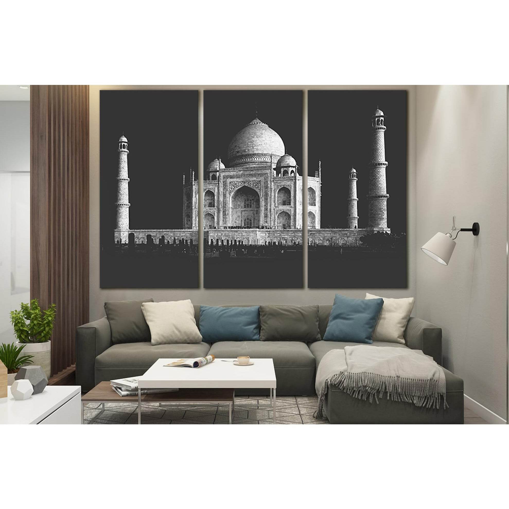 Taj Mahal Black and White №SL1389 Ready to Hang Canvas Print