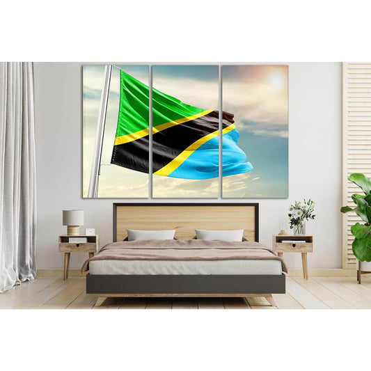 Flag Of Tanzania In Blue Sky №SL1193 Ready to Hang Canvas PrintCanvas art arrives ready to hang, with hanging accessories included and no additional framing required. Every canvas print is hand-crafted, made on-demand at our workshop and expertly stretche