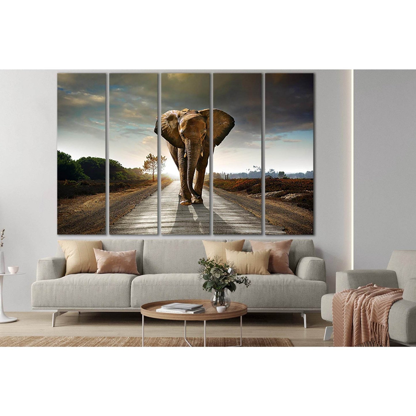 Elephant On The Road №SL1555 Ready to Hang Canvas PrintCanvas art arrives ready to hang, with hanging accessories included and no additional framing required. Every canvas print is hand-crafted, made on-demand at our workshop and expertly stretched around