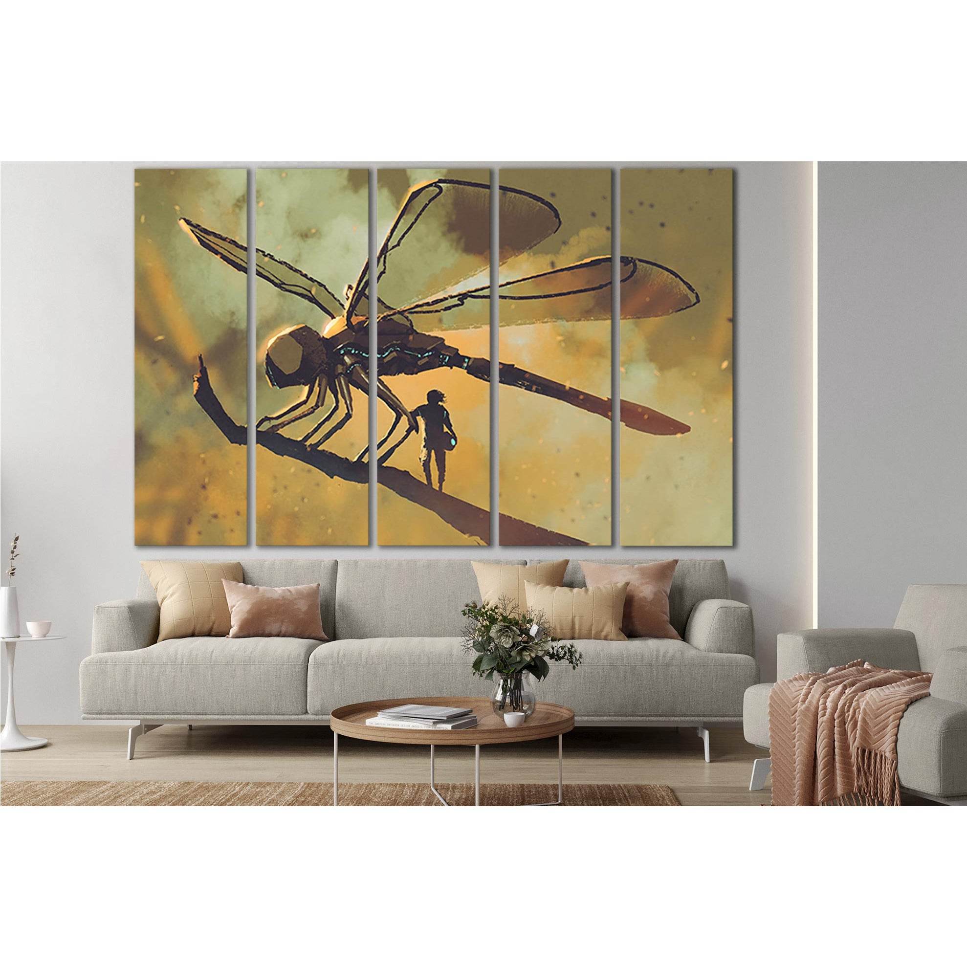 Pilot With Giant Mechanical Dragonfly №SL1258 Ready to Hang Canvas Print