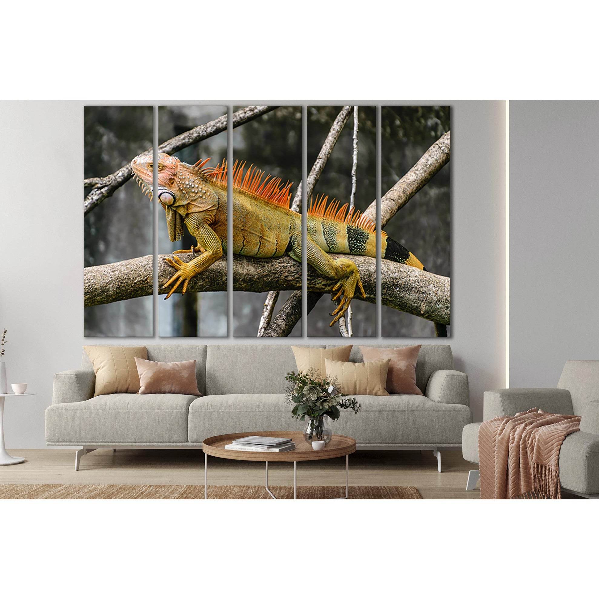 Iguana Sitting On A Branch №SL1506 Ready to Hang Canvas Print