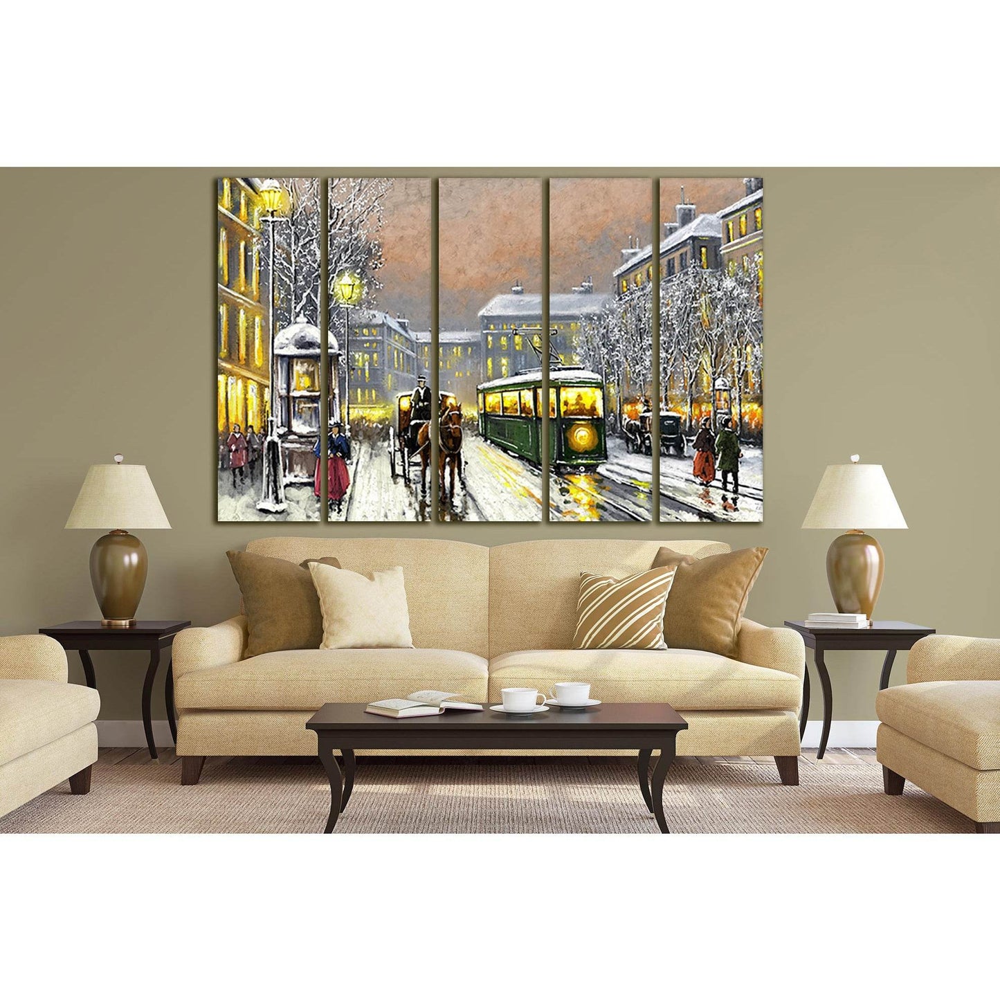 Oil Paintings Old Tram In The Street №SL591 Ready to Hang Canvas PrintCanvas art arrives ready to hang, with hanging accessories included and no additional framing required. Every canvas print is hand-crafted, made on-demand at our workshop and expertly s