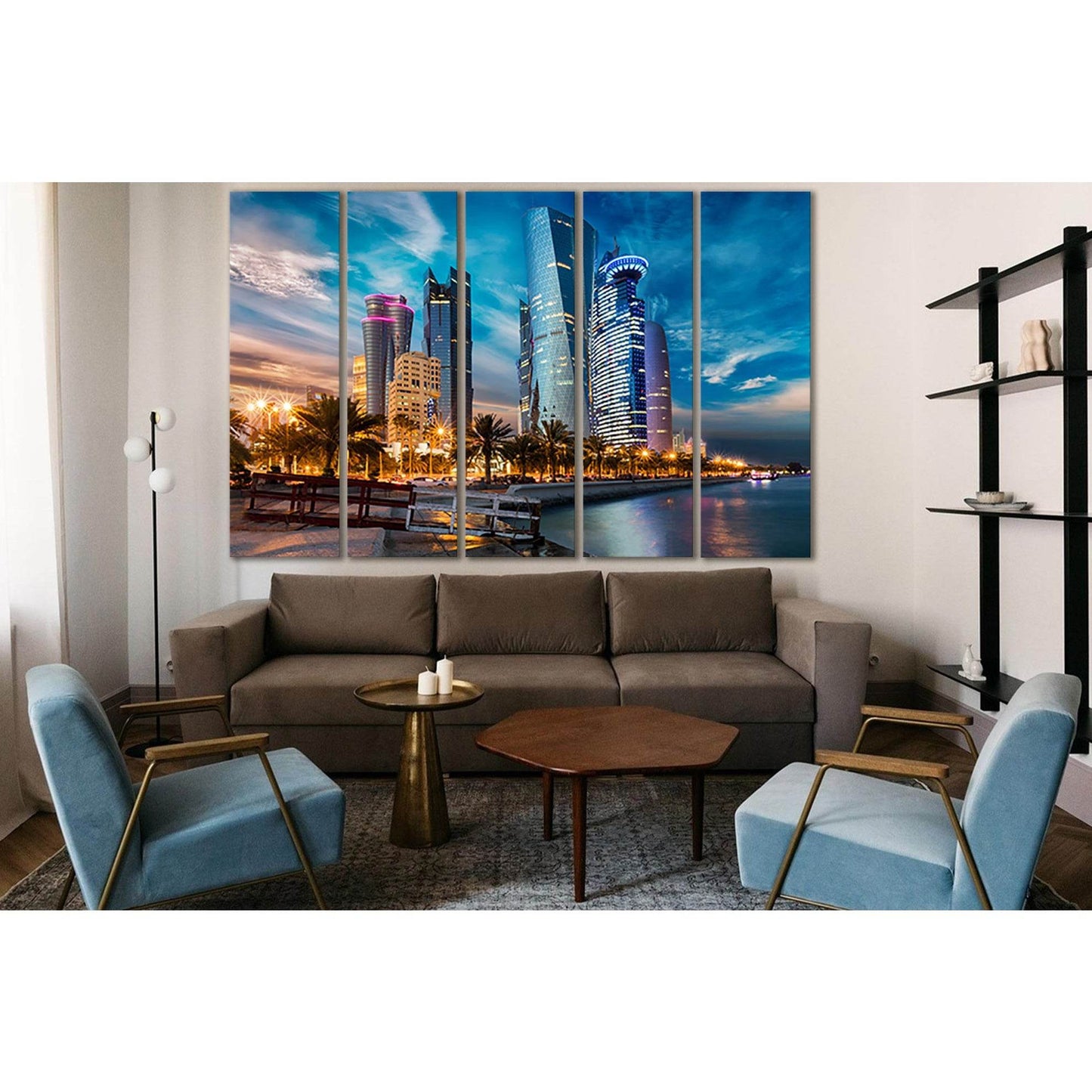Evening Houses Skyscrapers Qatar №SL1456 Ready to Hang Canvas PrintCanvas art arrives ready to hang, with hanging accessories included and no additional framing required. Every canvas print is hand-crafted, made on-demand at our workshop and expertly stre