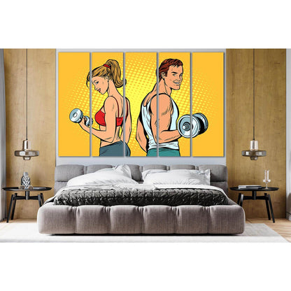 Man And Woman With Dumbbells Pop Art №SL546 Ready to Hang Canvas PrintCanvas art arrives ready to hang, with hanging accessories included and no additional framing required. Every canvas print is hand-crafted, made on-demand at our workshop and expertly s
