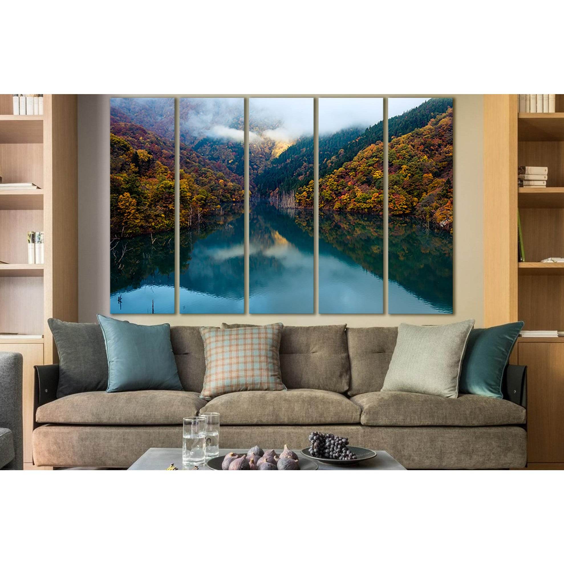 Mountain Lake In Autumn №SL1489 Ready to Hang Canvas Print