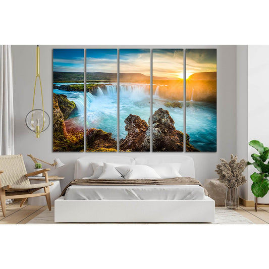 Sunset Waterfalls Godafoss №SL467 Ready to Hang Canvas PrintCanvas art arrives ready to hang, with hanging accessories included and no additional framing required. Every canvas print is hand-crafted, made on-demand at our workshop and expertly stretched a