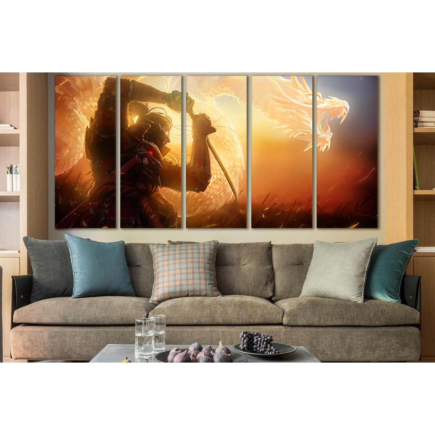 Samurai And Golden Dragon №SL1235 Ready to Hang Canvas PrintCanvas art arrives ready to hang, with hanging accessories included and no additional framing required. Every canvas print is hand-crafted, made on-demand at our workshop and expertly stretched a