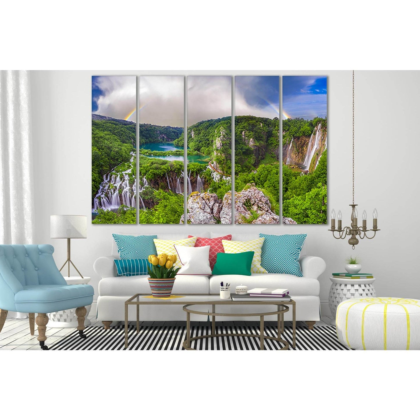 Beautiful Morning Over Waterfalls №SL494 Ready to Hang Canvas PrintCanvas art arrives ready to hang, with hanging accessories included and no additional framing required. Every canvas print is hand-crafted, made on-demand at our workshop and expertly stre