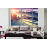 Winter Forest And Sunset In Mountains №SL1571 Ready to Hang Canvas Print